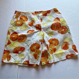 Liz Golf Women's Floral Print Shorts White/Orange/Yellow Size 12